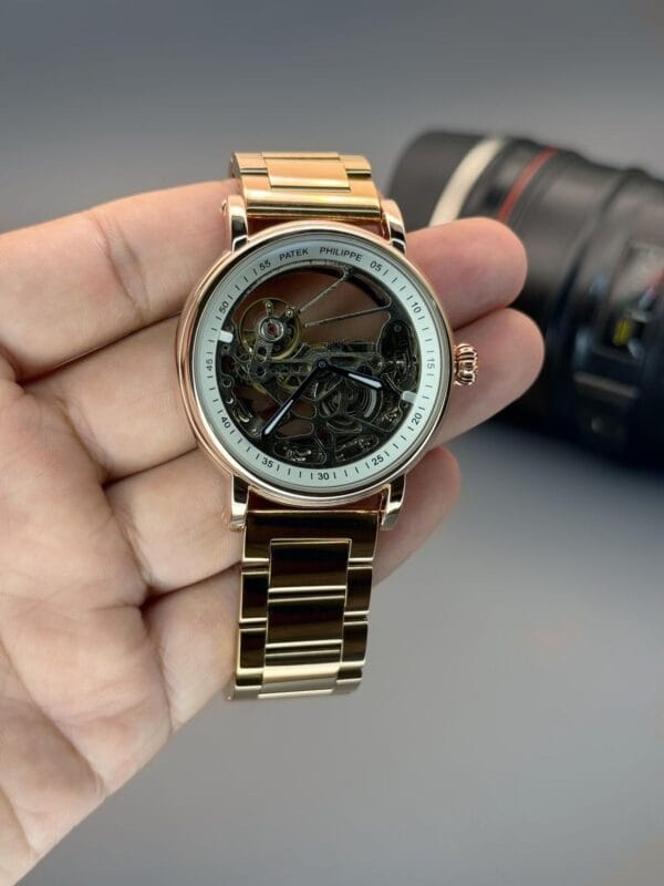 Patek Phillipe Men Luxury Automatic Skeleton Watch - Image 5