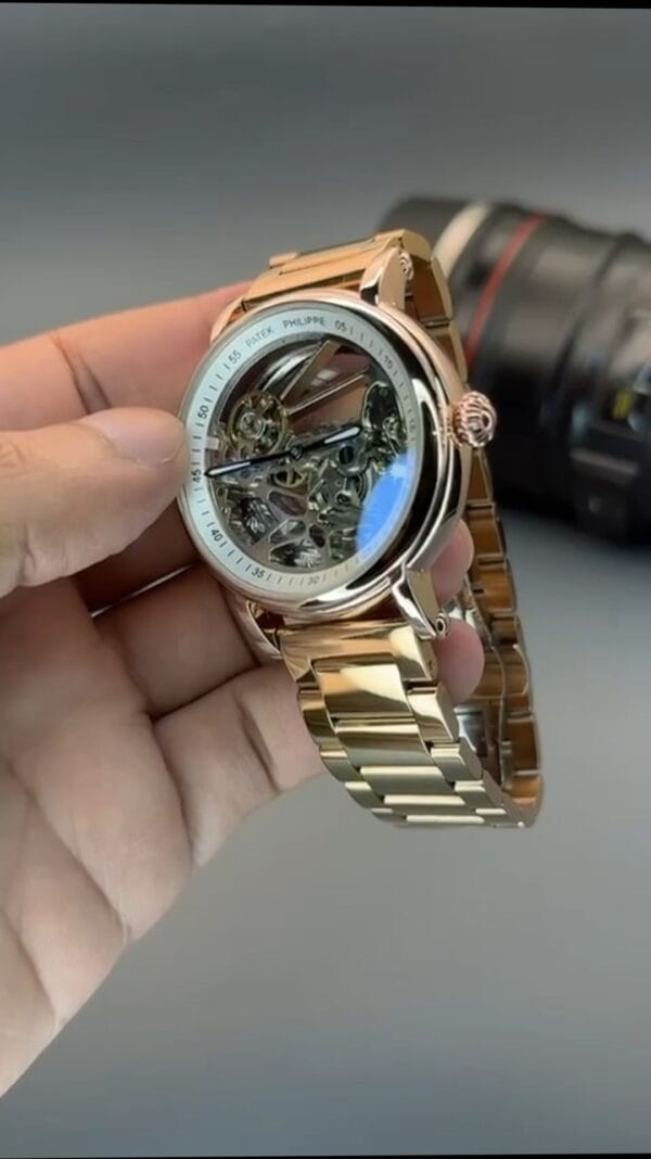 Patek Phillipe Men Luxury Automatic Skeleton Watch - Image 3
