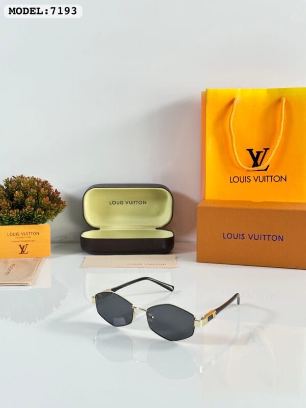 LOUIS VUITTON- Premium Gold Black Sunglasses - Image 5