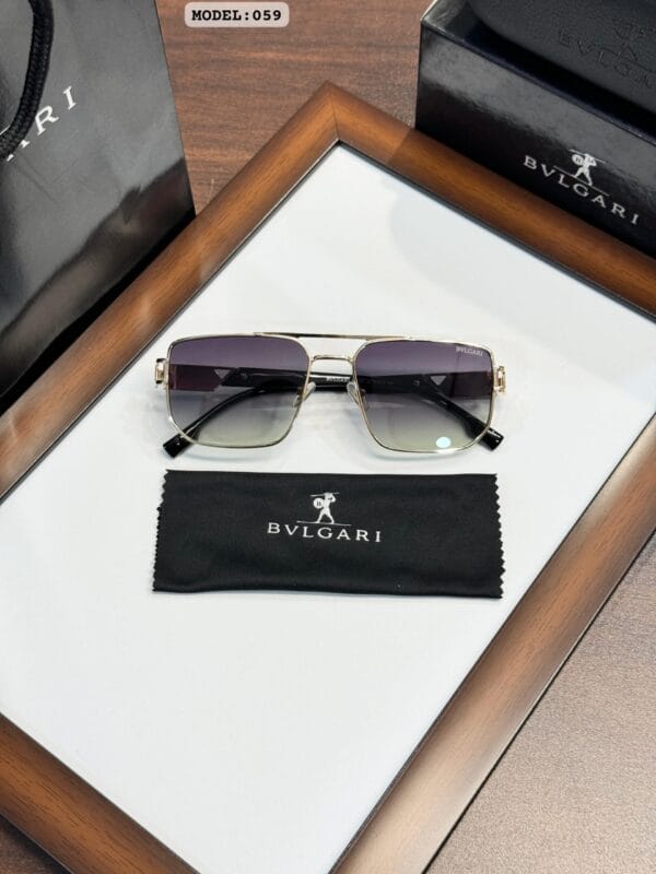 BVLGARI- High Quaility Gold Green Sunglasses - Image 4