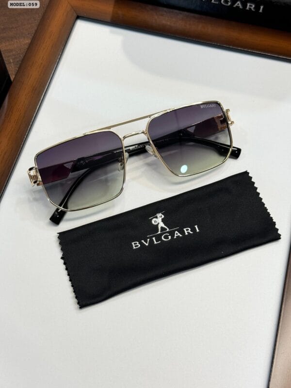 BVLGARI- High Quaility Gold Green Sunglasses - Image 3
