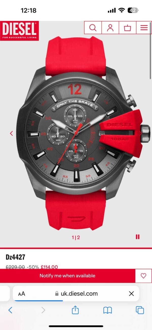 Diesel DZ4427 Japanese Quartz Machinery Silicon Strap Men's Watch