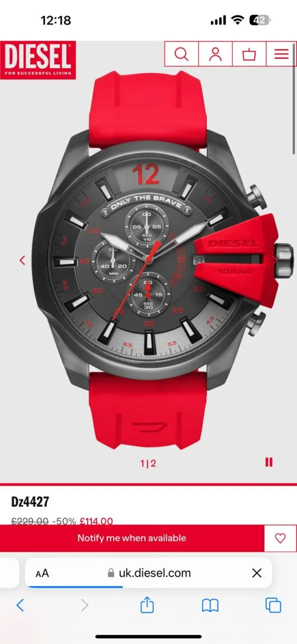 Diesel DZ4427 Japanese Quartz Machinery Silicon Strap Men's Watch