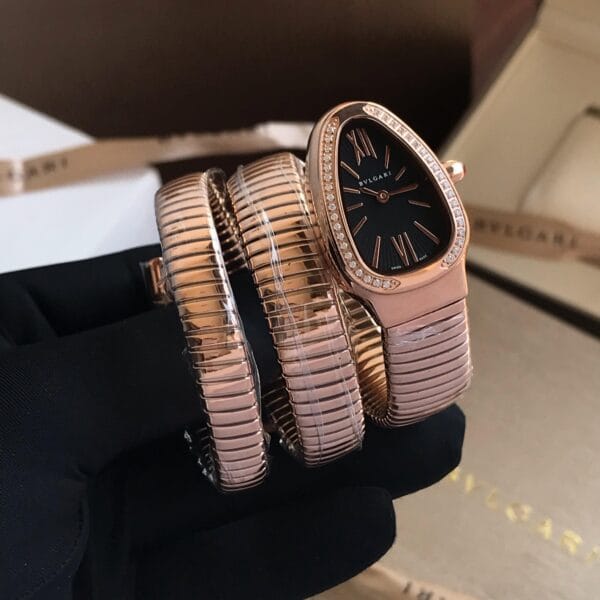 Bvlgari Serpenti Tubogas Rosegold Black Dial Japanese Quality Women Watch