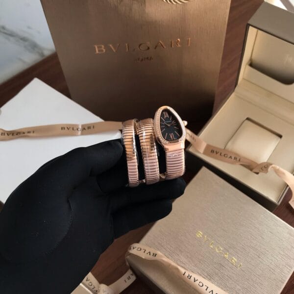 Bvlgari Serpenti Tubogas Rosegold Black Dial Japanese Quality Women Watch - Image 2