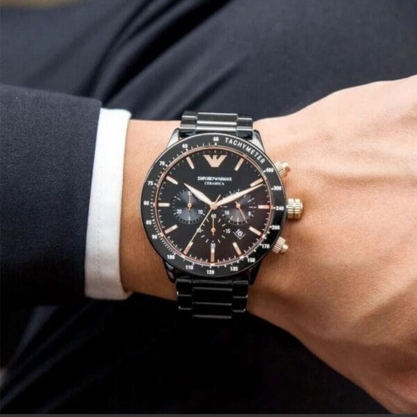 Emporio Armani AR70002 Full Black Ceramic Chronograph’s Japanese Mens Watch - Image 3