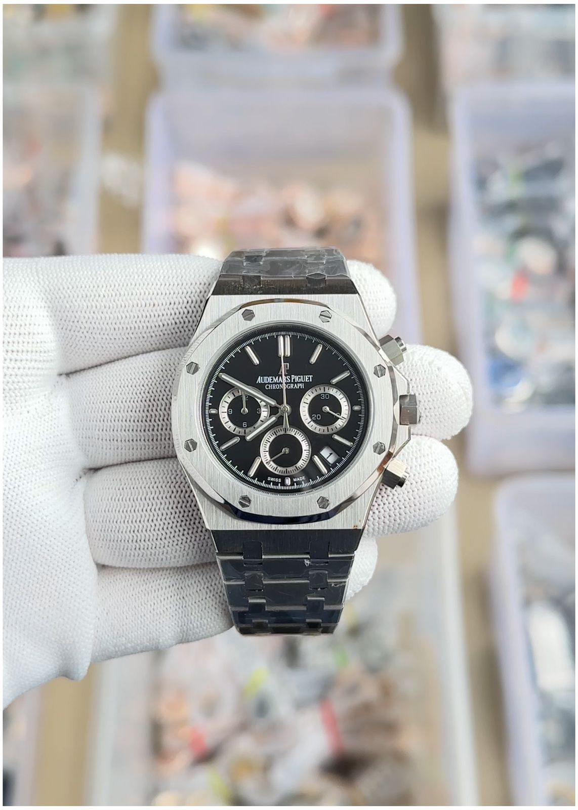 Audemars pigeu_t royal oak chronograph silver black