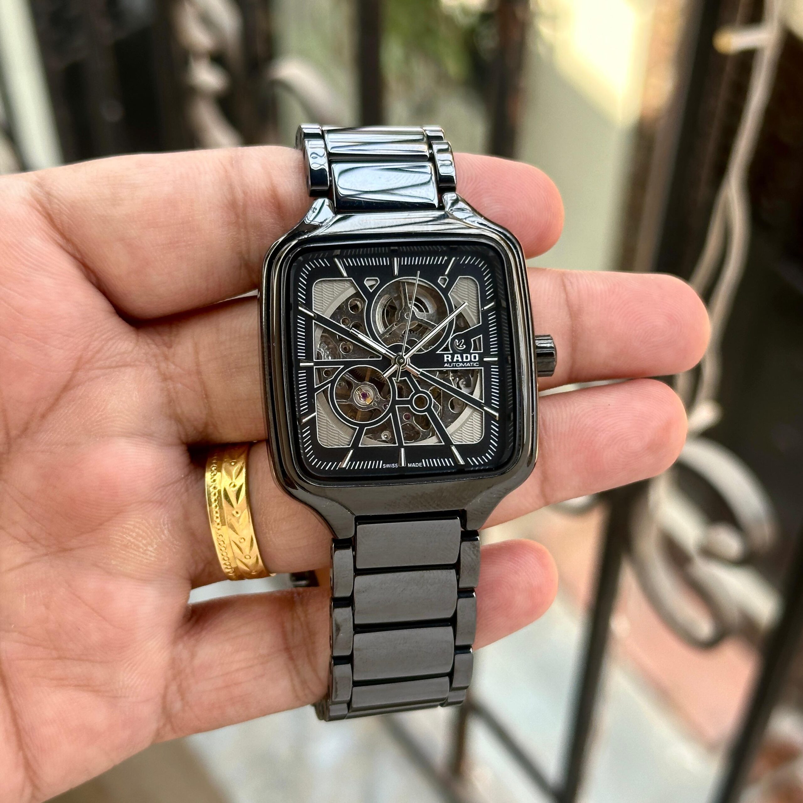 Rad_o True Square Automatic Ceramic Black-Silver