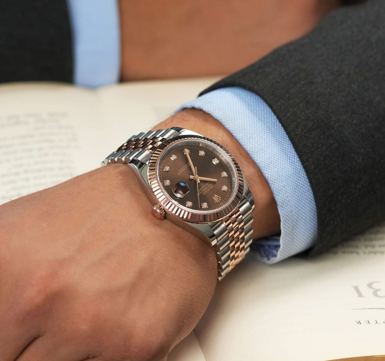 Role_x Oyster Perpetual Date Just Automatic Copper