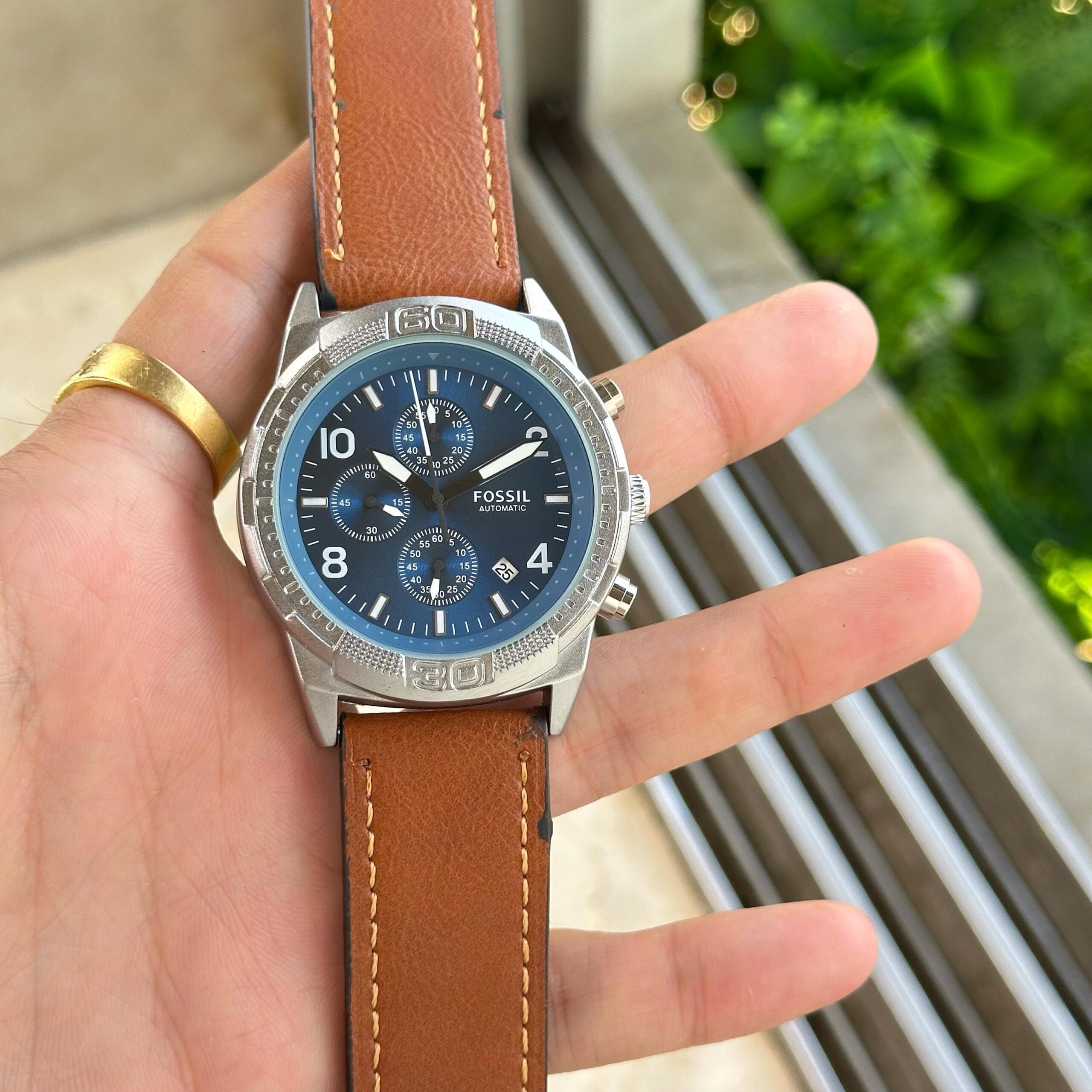 Fossi_l Bronson Chronograph Luggage Leather