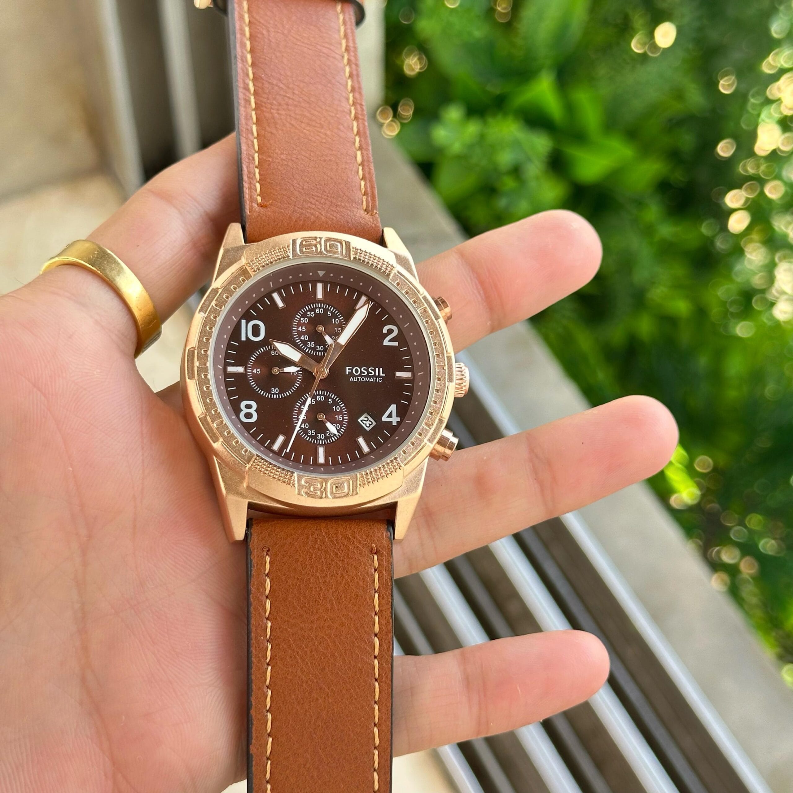 Fossi_l Bronson Chronograph Luggage Leather