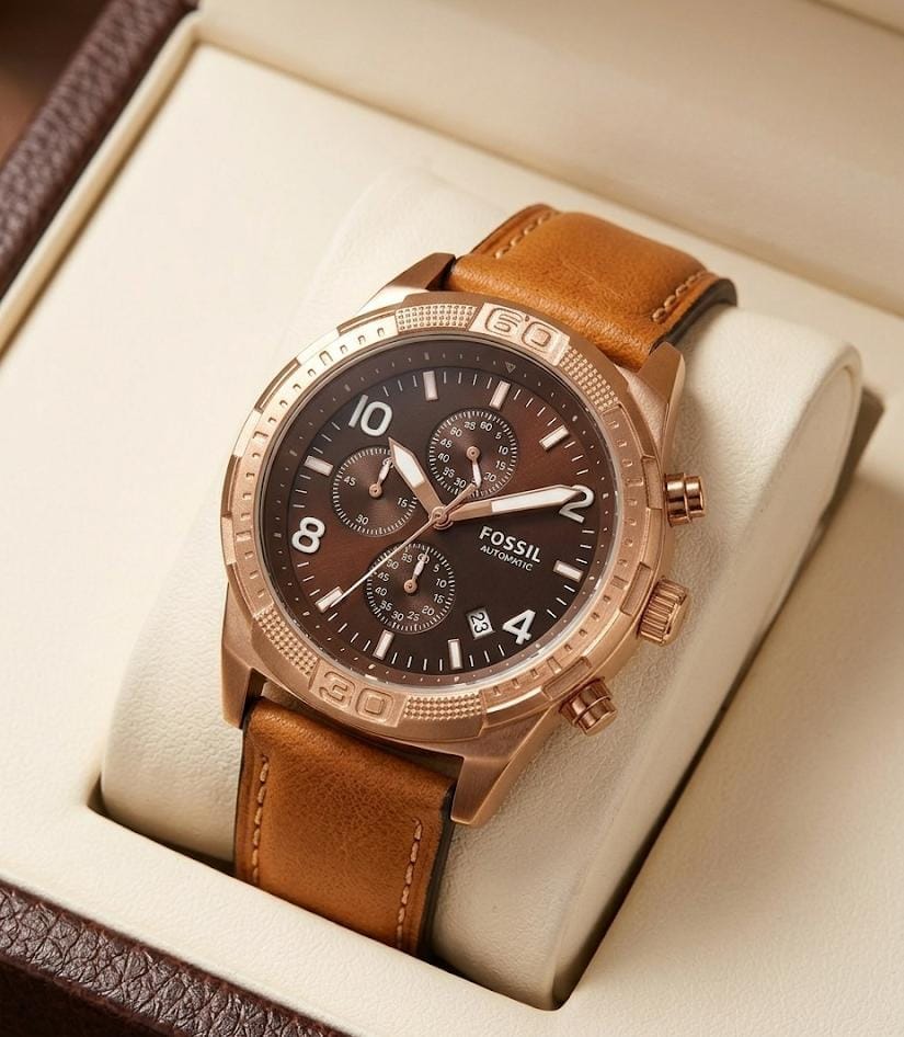 Fossi_l Bronson Chronograph Luggage Leather