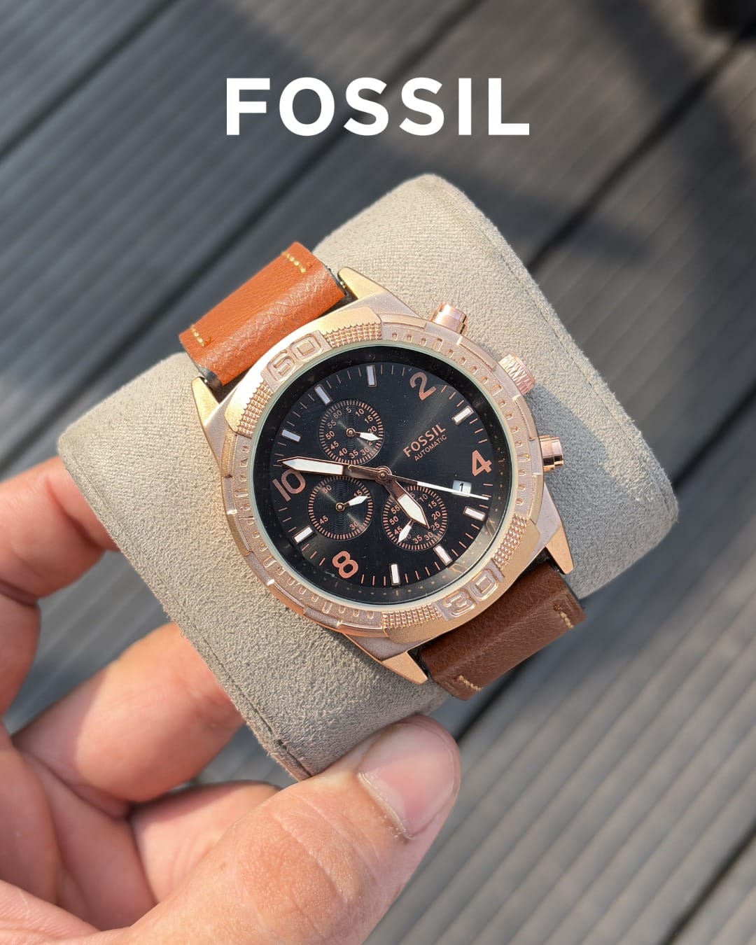 Fossi_l Bronson Chronograph Luggage Leather