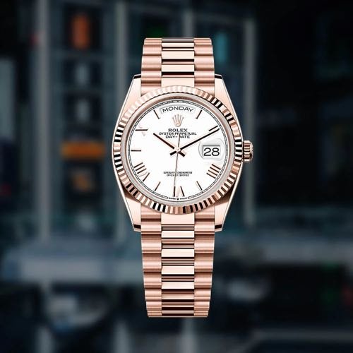ROLEX Day Date Rose Gold White Dial Roman Figure YZ