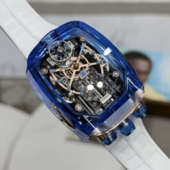 Bugatti Chiron Sapphire Blue Case White Strap