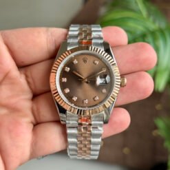 Rolex Date Just 41 Silver Rose Gold Brown