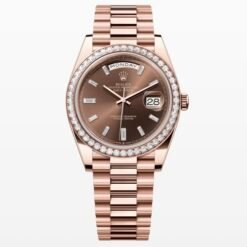 Swiss ETA Rolex Day Date 40MM Diamond Bezel Chocolate Brown Dial