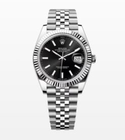 Rolex Date Just 41 Silver Black Dial Semi ETA