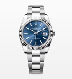 Rolex Date Just 41 Silver Blue Dial Oyster Strap Semi ETA