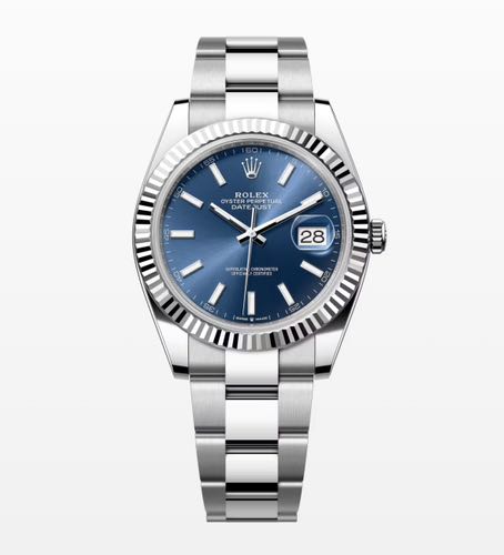 Rolex Date Just 41 Silver Blue Dial Oyster Strap Semi ETA
