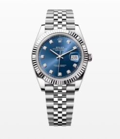 Rolex Date Just 41 Silver Blue Dial Diamond Initial Semi ETA