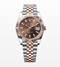 Rolex Date Just 41 Silver Rose Gold Brown Dial Semi ETA