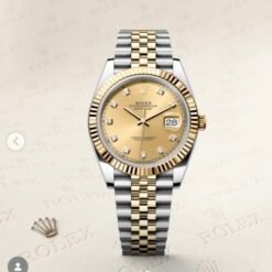Rolex Date Just 41 Silver Gold Dial Diamond Initial Semi ETA