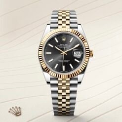 Rolex Date Just 41 Silver Gold Black Dial Semi ETA