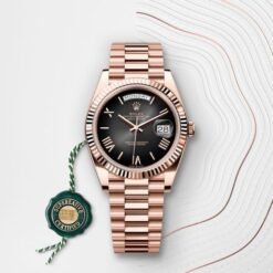 Rolex Day Date Rose Gold Carbon Black Dial SEMI ETA