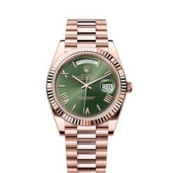 Rolex Day Date Rose Gold Olive Green Dial SEMI ETA