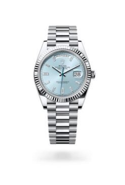 Rolex Day Date Silver Sky Blue Dial SEMI ETA