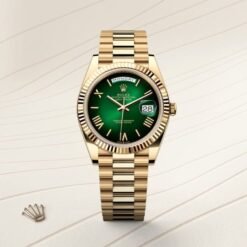 Rolex Day Date Gold Ombre Green Dial SEMI ETA