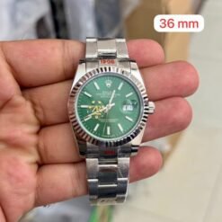 Rolex Date Just Silver Green Oyster Strap 36mm