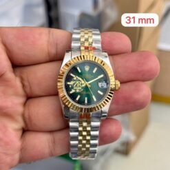 Rolex Date Just Silver Gold Green 31mm