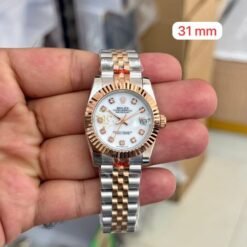Rolex Date Just Silver Rose Gold MOP 31mm