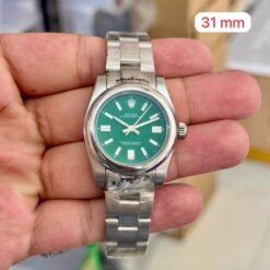 Rolex Date Just Silver Green Oyster 31mm