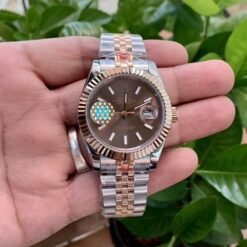 Rolex Date Just 41 Silver Rose Gold Brown dial ZR