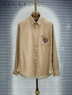 GUCC-I PREMIUM BROWN SHIRT WITH PREMIUM BOX PACKING