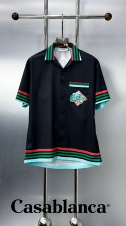 CASABLANCA PREMIUM BLACK SHIRT WITH PREMIUM BOX PACKING BLACK B-11