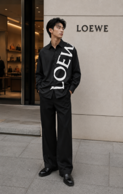 LOEWE PREMIUM BLACK SHIRT WITH PREMIUM BOX PACKING