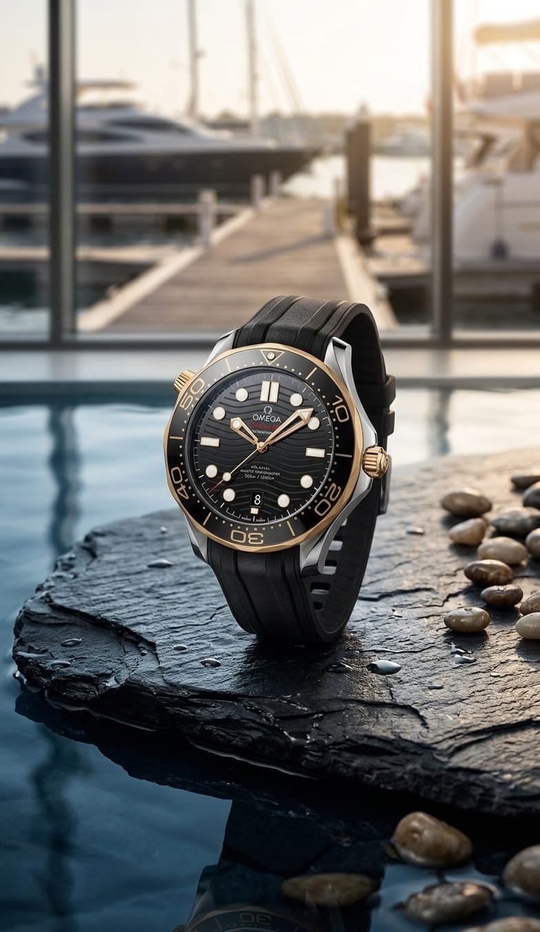 Omegg_a Seamaster Diver 300M Automatic Black Gold Blackg
