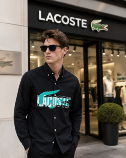 LACOST-E PREMIUM BLACK SHIRT PREMIUM QUALITY