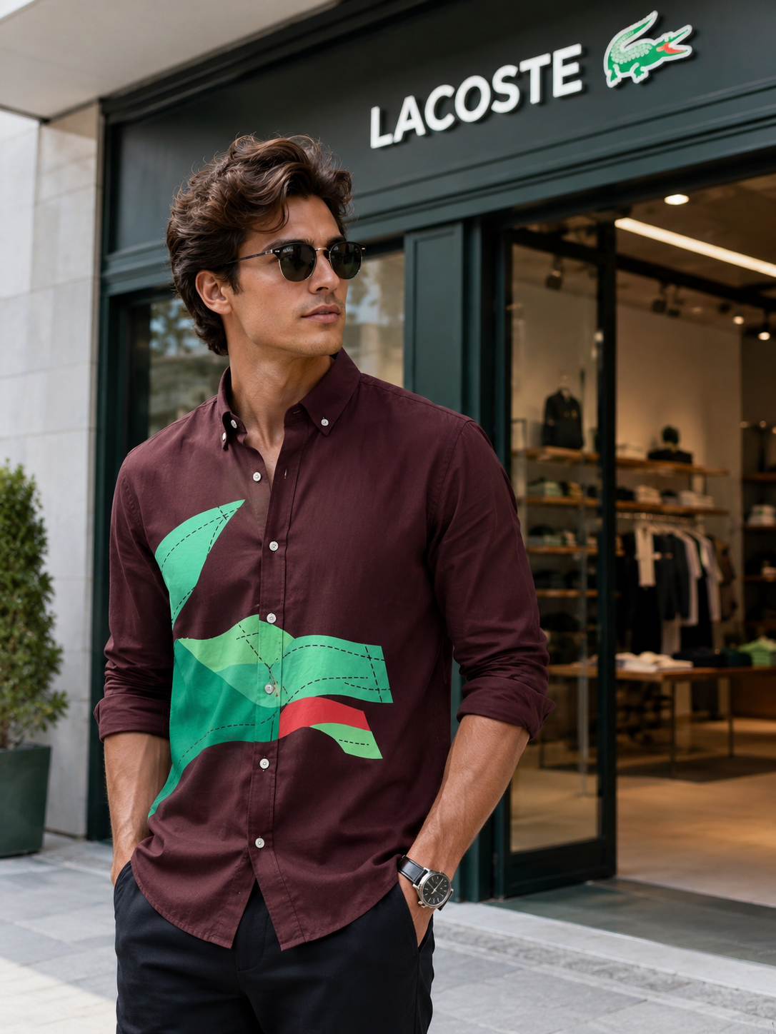 LACOST-E PREMIUM WINE SHIRT PREMIUM QUALITY