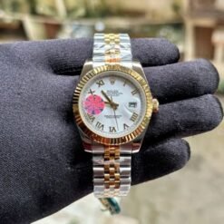 Rolex Date Just 41 Jubilee Strap Silver Gold White Dial Roman Figure
