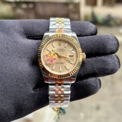 Rolex Date Just 41 Jubilee Strap Silver Gold Champagne Dial