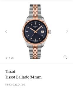 Tissot Ballade 34 mm Silver Rose Gold Blue Authentic Store Quality