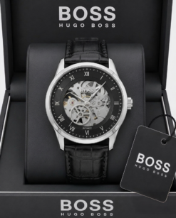 BOSS Principle Skeleton Mens Automatic black and silver