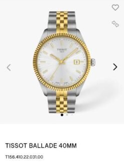 Tissot Ballade 40mm Silver Gold White Dial Authentic Store Quality