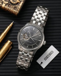 Seiko Presage Cocktail Time Open Heart Automatic silver Black