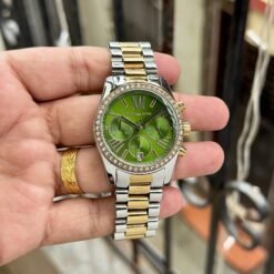 Michae_el Kors Lexington Chronograph womens 2 ton gold green